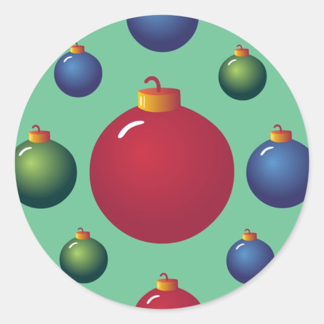 Pegatina Redonda Ornamentos de Navidad (Anverso)