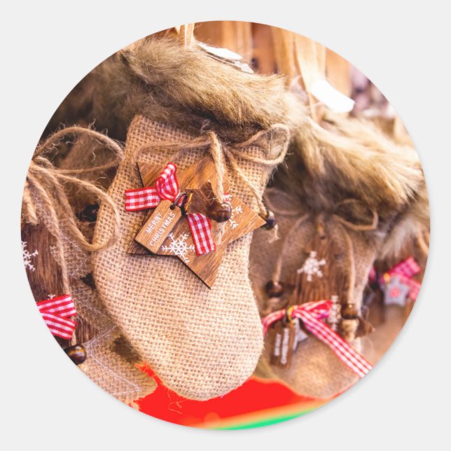 Pegatina Redonda Ornamentos de Navidad (Anverso)