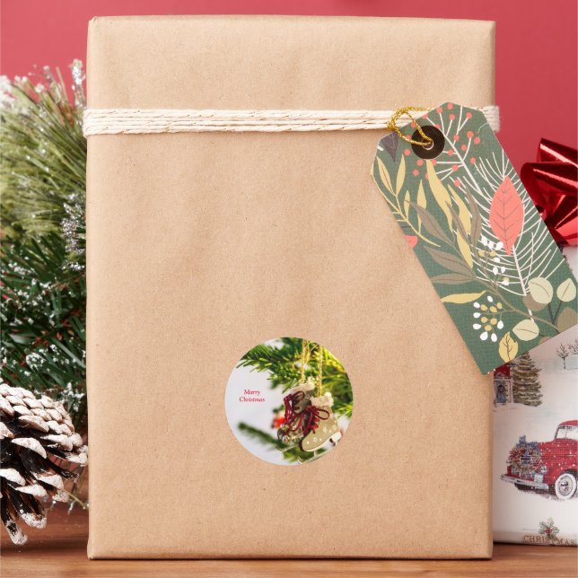 Pegatina Redonda Ornamentos de Navidad (Vacaciones)