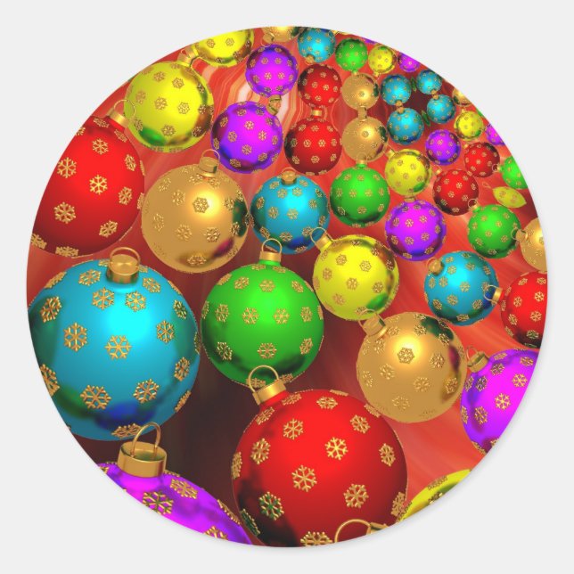 Pegatina Redonda Ornamentos de Navidad (Anverso)