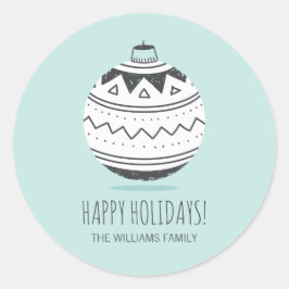Pegatina Redonda Ornamentos de Navidad Pegatinas de vacaciones