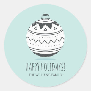 Pegatina Redonda Ornamentos de Navidad Pegatinas de vacaciones