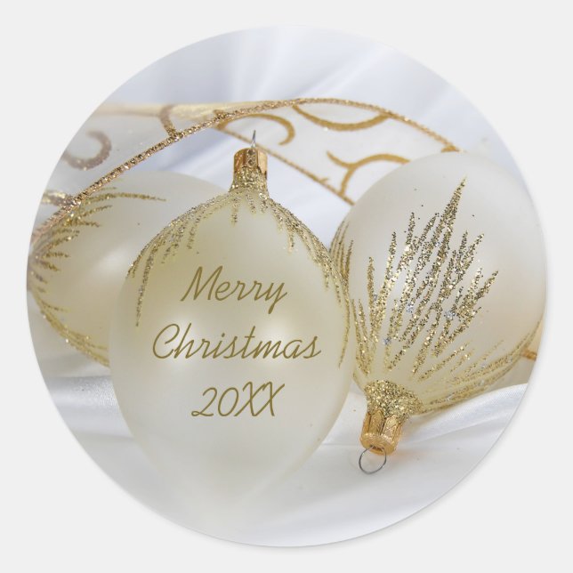 Pegatina Redonda Ornamentos de oro de vacaciones (Anverso)