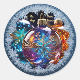 Pegatina Redonda Ornamentos De Vidrio De personalizable En El Marco