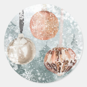 Pegatina Redonda Ornamentos de vidrio rosado del bosque de bosques 