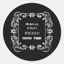 Pegatina Redonda Ornate Border Black Halloween