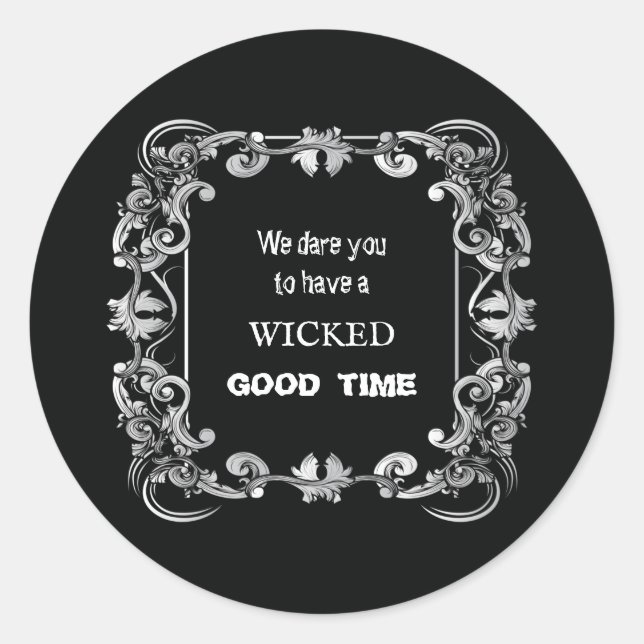 Pegatina Redonda Ornate Border Black Halloween (Anverso)