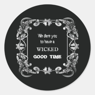 Pegatina Redonda Ornate Border Black Halloween