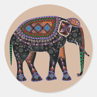 Pegatina Redonda Ornate Elephant