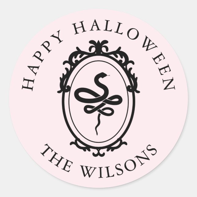 Pegatina Redonda Ornate Frame Snake Halloween Pegatinas redondos (Anverso)