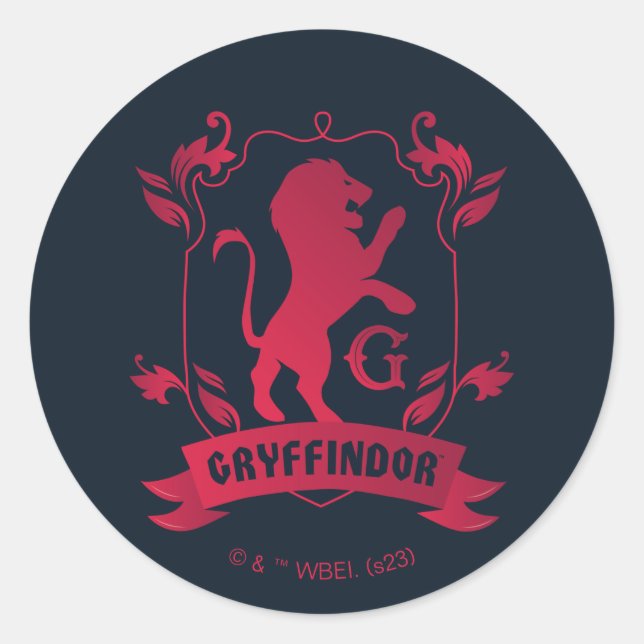 Pegatina Redonda Ornate GRYFFINDOR™ House Escudo (Anverso)