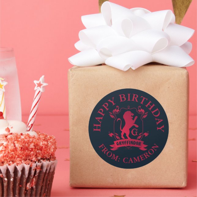 Pegatina Redonda Ornate GRYFFINDOR™ House Escudo | Cumpleaños feliz (Fiesta)
