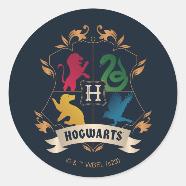Pegatina Redonda Ornate HOGWARTS™ House Escudo (Anverso)