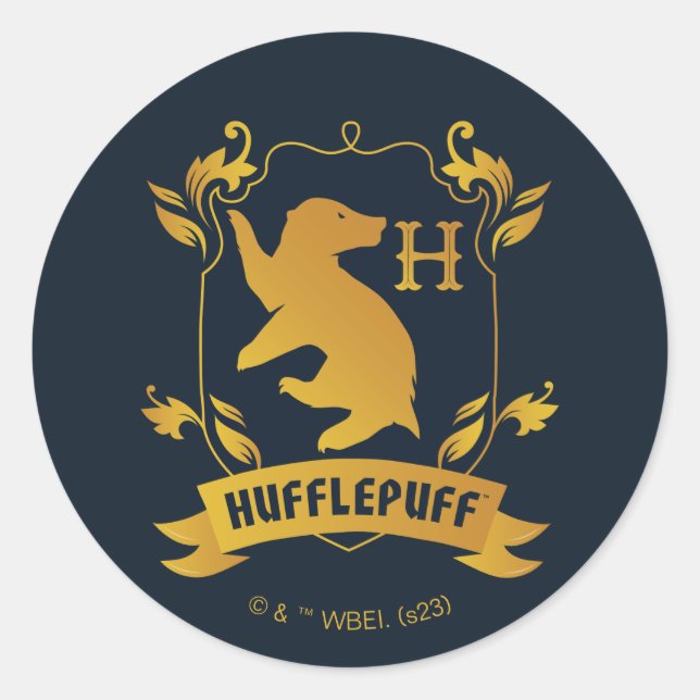 Pegatina Redonda Ornate HUFFLEPUFF™ House Escudo (Anverso)