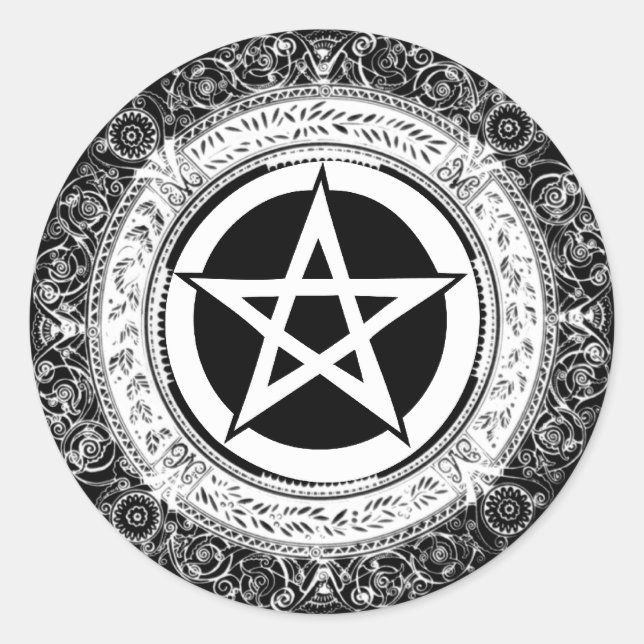 Pegatina Redonda Ornate Pentacle (Anverso)
