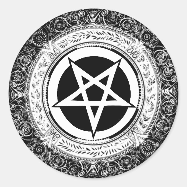 Pegatina Redonda Ornate Pentagram (Anverso)