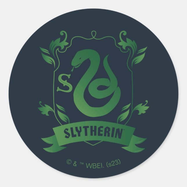 Pegatina Redonda Ornate SLYTHERIN™ House Escudo (Anverso)