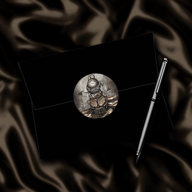 Pegatina Redonda Ornate Steampunk Cauldron | Libros de ortografía y (Subido por el creador)