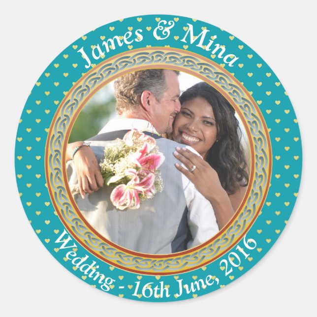 Pegatina Redonda Ornato azul y oro (Anverso)