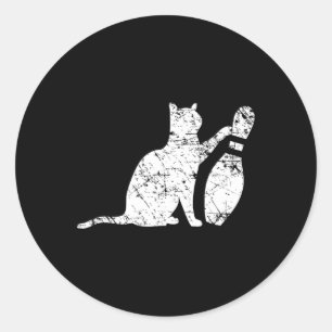 Pegatina Redonda Ornery Alley Cat Tipping Bowling Pin Funny Team Gi