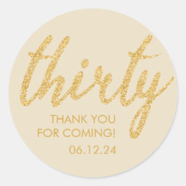 Pegatina Redonda Oro 30 Cumpleaños Gracias Purpurina Treinta