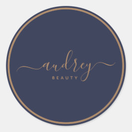 Pegatina Redonda oro azul marino moderno