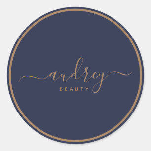 Pegatina Redonda oro azul marino moderno