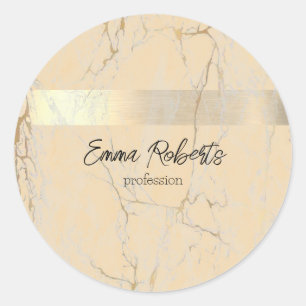 Pegatina Redonda Oro beige con lámina rústica falsa 