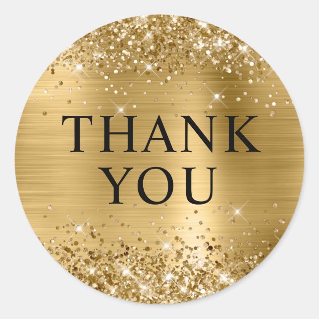 Pegatina Redonda Oro Brillante con Holografía Gracias (Anverso)