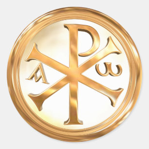 Pegatina Redonda Oro Christogram