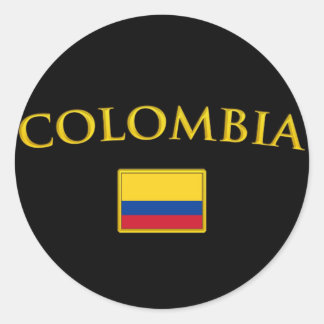 Pegatina Redonda Oro Colombia