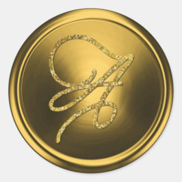 Pegatina Redonda Oro con iniciales Monograma de letra Gold