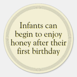 Pegatina Redonda Oro de advertencia de bebé de miel