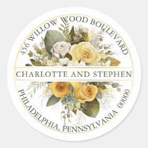 Pegatina Redonda Oro de cosecha Dirección de devolución de Bouque