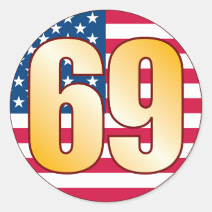 Pegatina Redonda Oro de los 69 E.E.U.U.