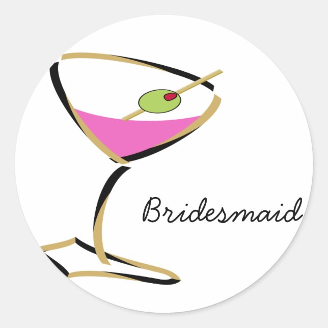 Pegatina Redonda oro de martini divertido (Anverso)