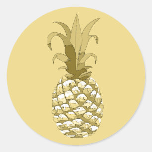 Pegatina Redonda Oro de piña ID239