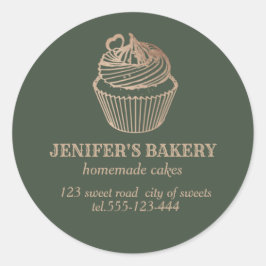 Pegatina Redonda Oro de Rosa Pastelitos y dulces caseros