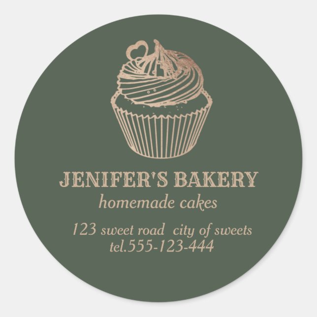 Pegatina Redonda Oro de Rosa Pastelitos y dulces caseros (Anverso)