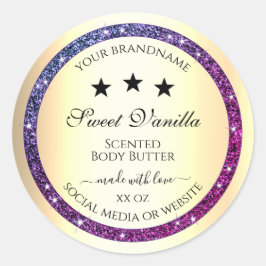 Pegatina Redonda Oro elegante con etiquetas de productos de Purpuri