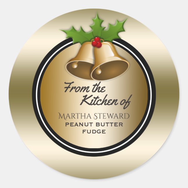 Pegatina Redonda Oro elegante de vacaciones de la cocina de (Anverso)