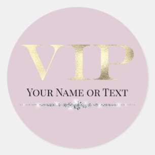 Pegatina Redonda Oro Glamuroso VIP en Rosa