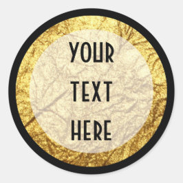 Pegatina Redonda Oro moderno en franja blanca negra Boutique de luj