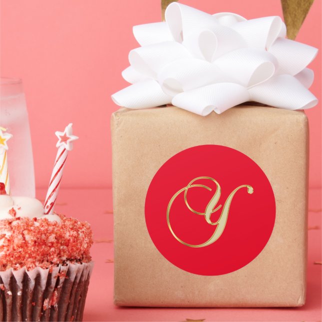 Pegatina Redonda Oro monográfico Y (Fiesta)