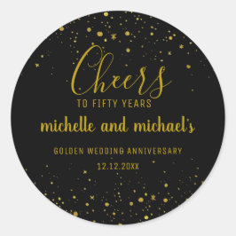 Pegatina Redonda Oro Negro Años Dorados 50 Aniversario 
