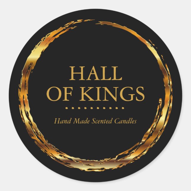 Pegatina Redonda Oro negro y negro redondo (Anverso)