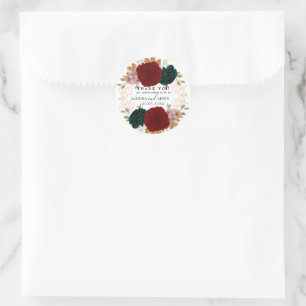 Pegatina Redonda Oro otoñal Burgundy Emerald Greeny Floral