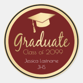 Pegatina Redonda Oro para graduados de cualquier año