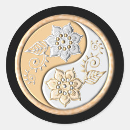 Pegatina Redonda Oro & Plata Yin Yang 
