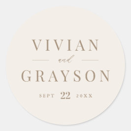 Pegatina Redonda Oro romántico vintage y Boda de marfil